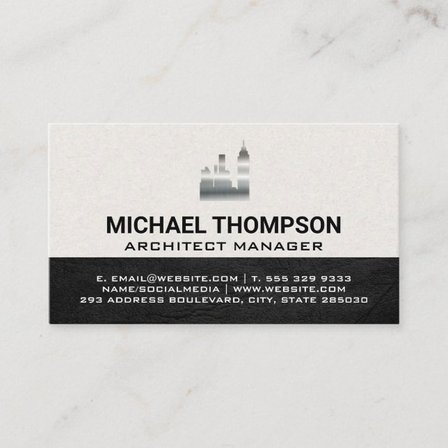 Sky Scraper Building Icon | Metal Business Card (Front)