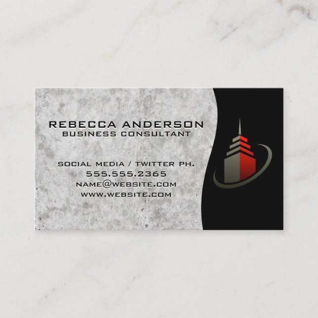 Sky Scraper Building Icon / Stock Market Graph Business Card (Front)