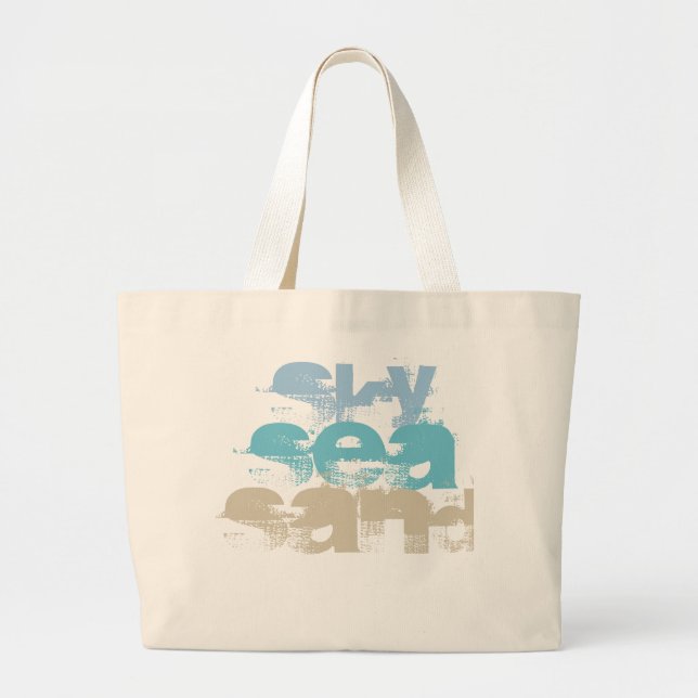 Sky, Sea, Sand Beach Custom Jumbo Tote (Front)