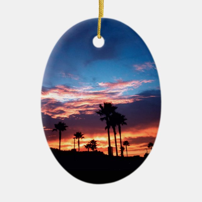 Sky Southern California Sunset Ceramic Tree Decoration (Front)