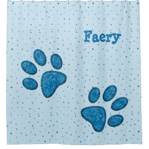 sky sparkling cat paw print - shower curtain