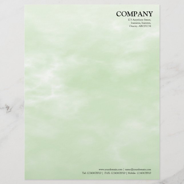 Sky Texture 02 Light Green Personalized Letterhead (Front)