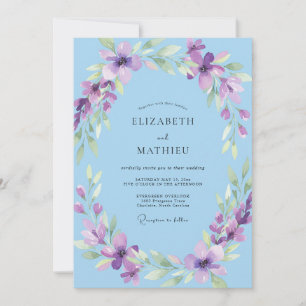 Sky Violet Painted Wedding Invitation