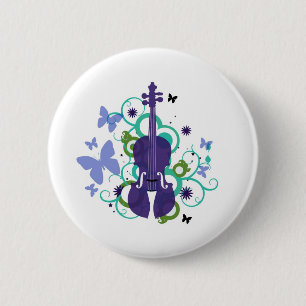 Sky Violin Design 6 Cm Round Badge