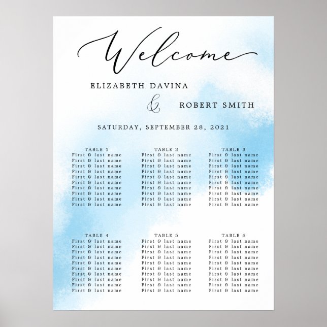 Sky Watercolor Wash and elegant Wedding Poster (Front)