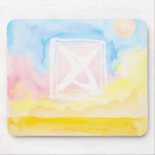 Sky with bright field and shapes mouse pad