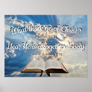 Sky with clouds and sunbeams Bible message  Poster