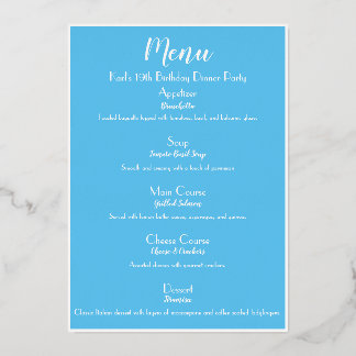 SkyBlue Luxe Gold Cocktail Party Menu