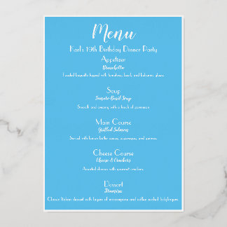 SkyBlue Luxe Gold Cocktail Party Menu