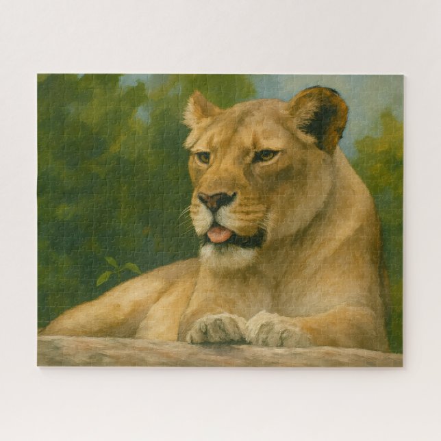 Skybound Grace – Lioness on the Ledge Jigsaw Puzzle (Horizontal)