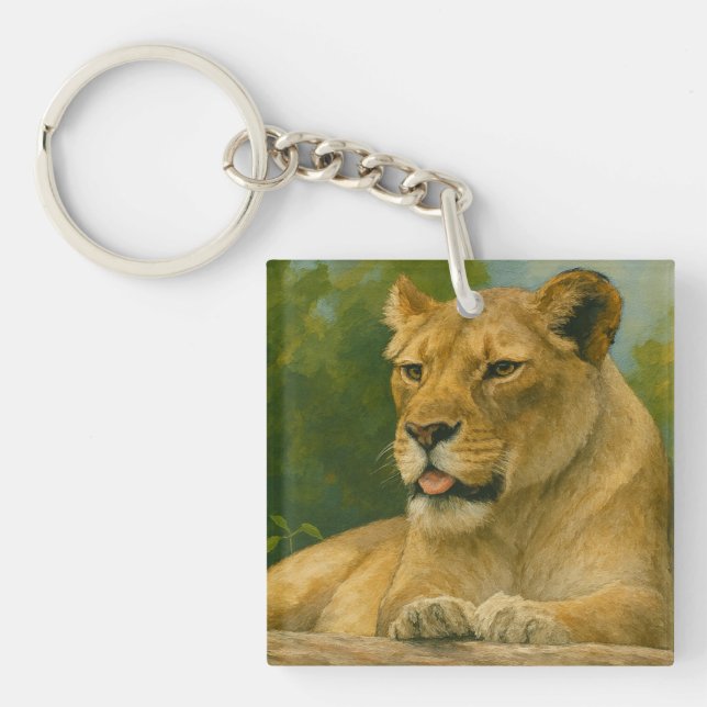 Skybound Grace – Lioness on the Ledge Key Ring (Front)