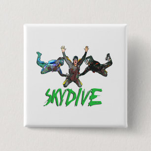 Skydive - Green Text 15 Cm Square Badge