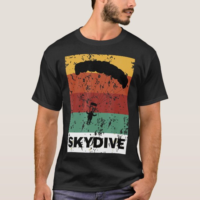 Skydive In Retro Colours Tee For Skydiving Instruc (Front)