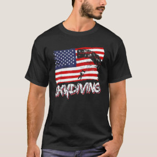 Skydive Parachute Skydiver Parachutist USA Flag Di T-Shirt