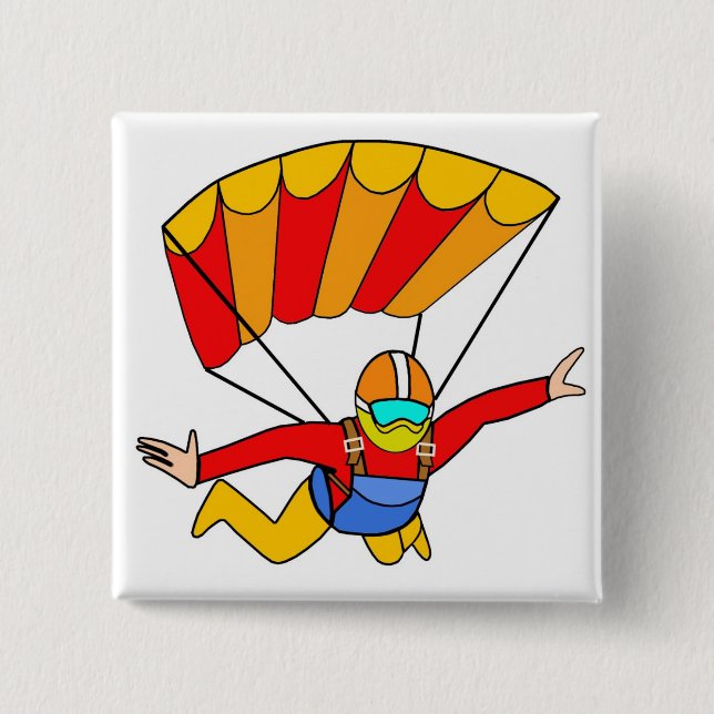 Skydive Red Yello Parachute 15 Cm Square Badge (Front)