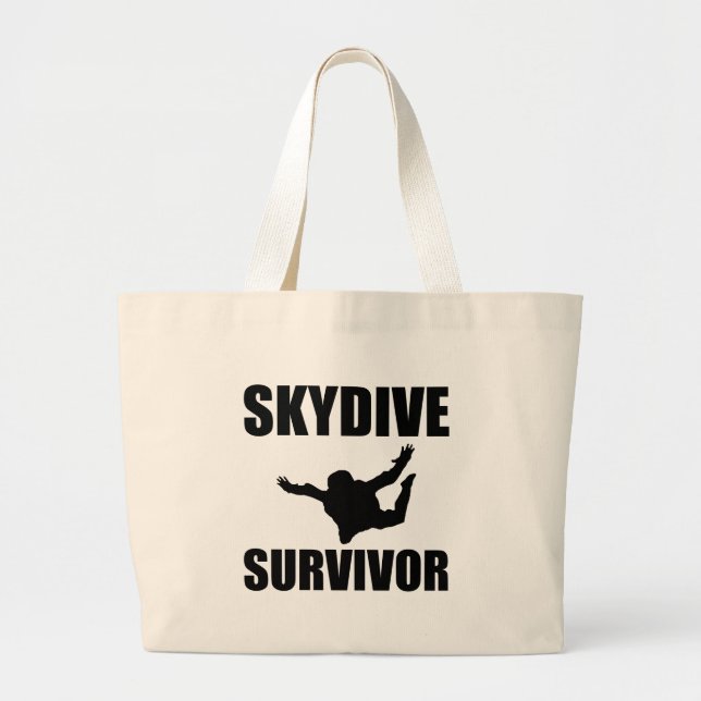 Skydive Survivor Funny Large Tote Bag (Front)