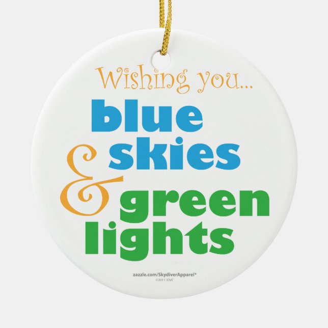 Skydiver Christmas Wish Ceramic Tree Decoration (Front)