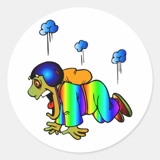 Skydiver falling with closed parachute - oh classic round sticker (Front)