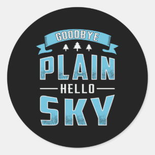 Skydiver Goodbye Plain Hello Sky Vintage Retro Classic Round Sticker