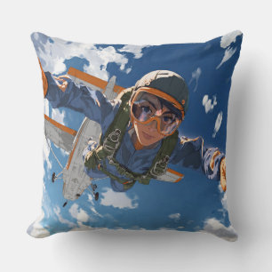 Skydiver in Midair Descent Cushion