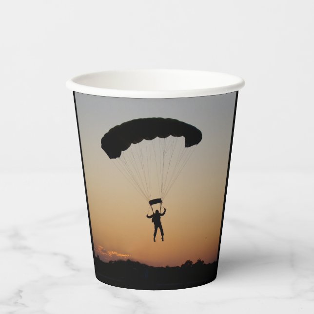Skydiver Parachute at Sunset Paper Cups (Front)