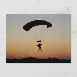 Skydiver Parachute at Sunset Postcard