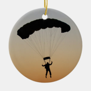 Skydiver Parachute at Sunset Sky Diver Ceramic Ornament