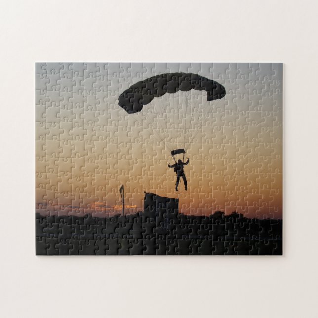 Skydiver Parachute at Sunset Sky Diver Jigsaw Puzzle (Horizontal)