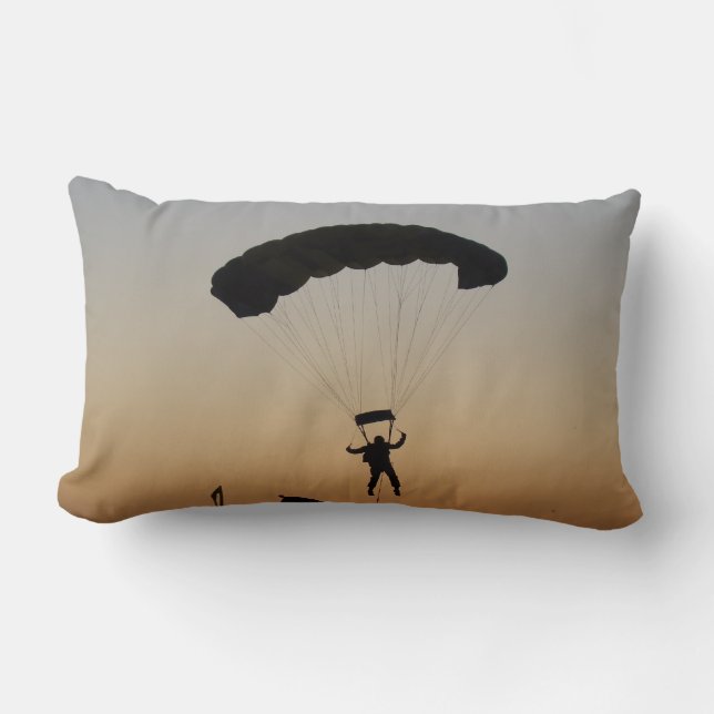 Skydiver Parachute at Sunset Sky Diver Lumbar Cushion (Front)