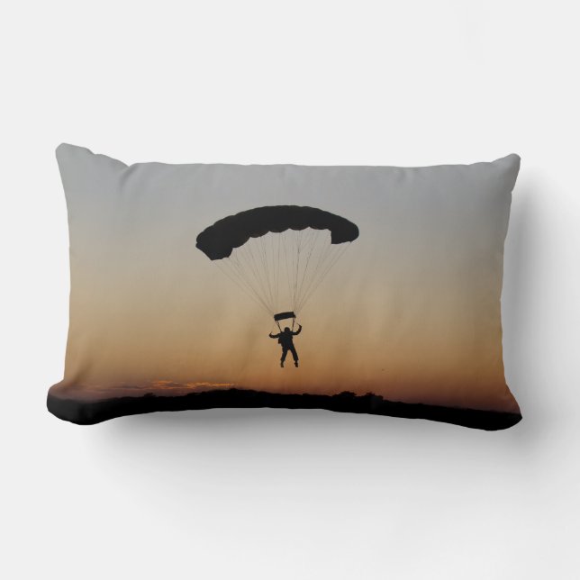 Skydiver Parachute at Sunset Sky Diver Lumbar Cushion (Front)