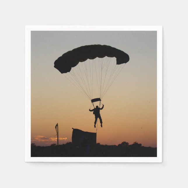 Skydiver Parachute at Sunset Sky Diver Napkin (Front)