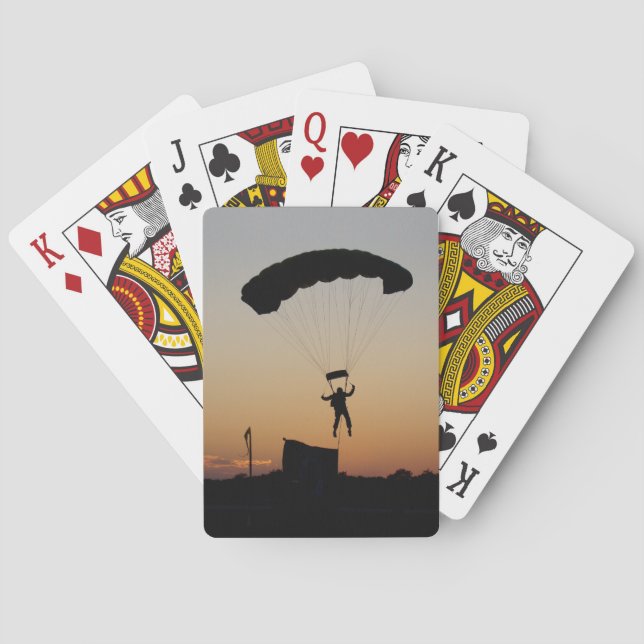 Skydiver Parachute at Sunset Sky Diver Playing Cards (Back)