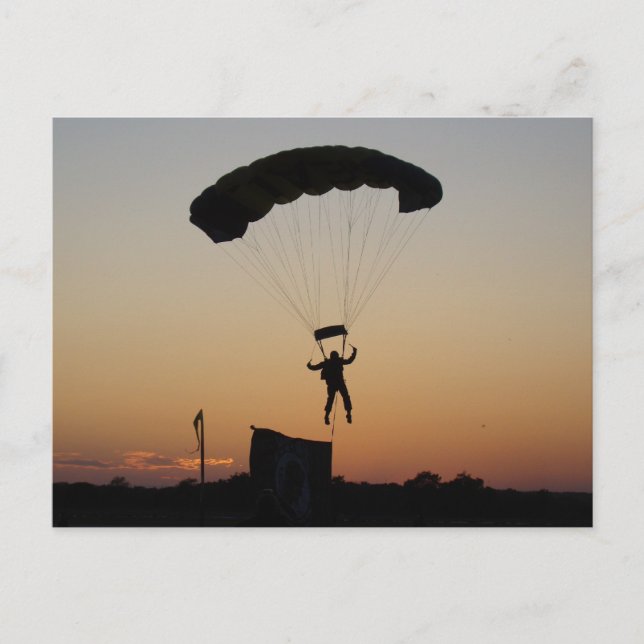 Skydiver Parachute at Sunset Sky Diver Postcard (Front)