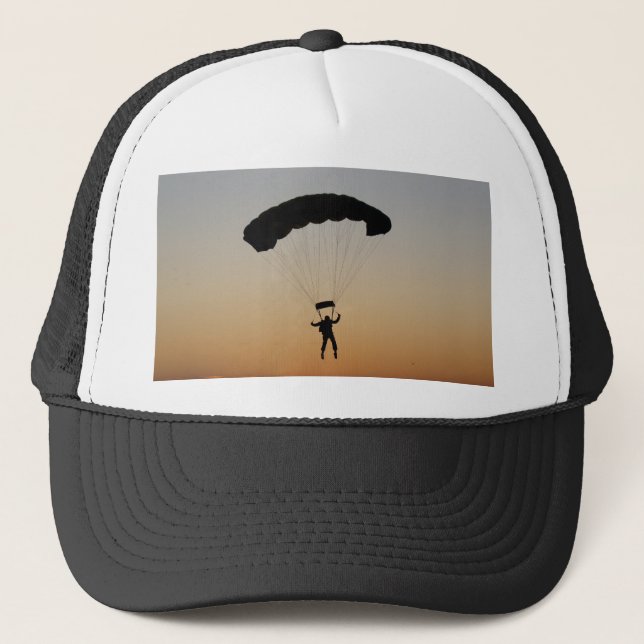Skydiver Parachute at Sunset Sky Diver Trucker Hat (Front)