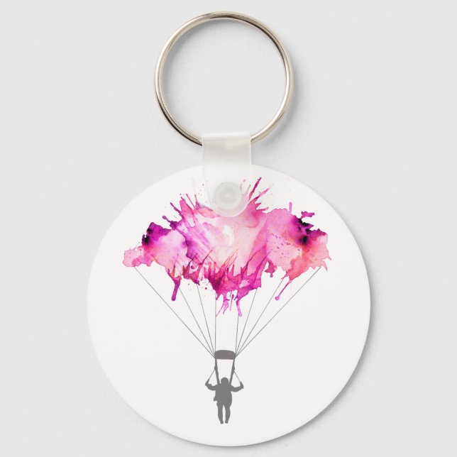 Skydiver Parachute Skydiving Parachuting Art Gift Key Ring (Front)