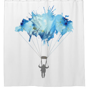 Skydiver Parachute. Skydiving Parachuting. Shower Curtain