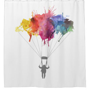 Skydiver Parachute. Skydiving Parachuting. Shower Curtain