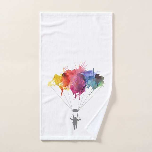 Skydiver, Parachute. Skydiving Sport. Parachuting Hand Towel (Hand Towel)