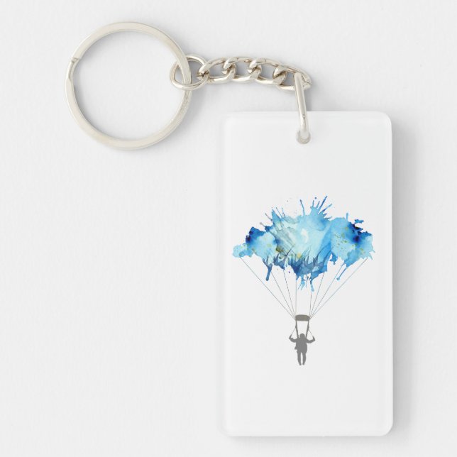Skydiver, Parachute. Skydiving Sport. Parachuting Key Ring (Front)