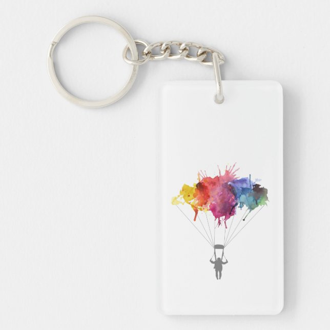 Skydiver, Parachute. Skydiving Sport. Parachuting Key Ring (Front)