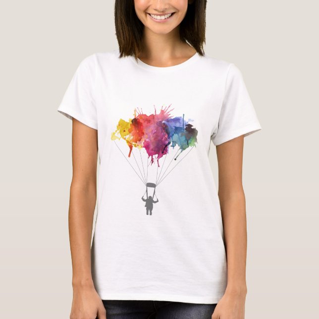 Skydiver, Parachute. Skydiving Sport. Parachuting T-Shirt (Front)