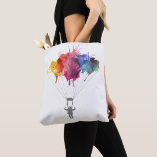 Skydiver, Parachute. Skydiving Sport. Parachuting Tote Bag