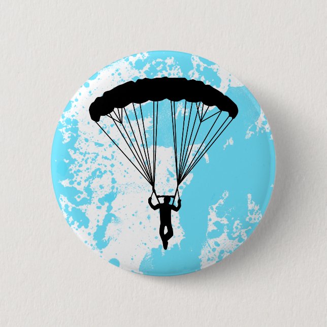 skydiver silhouette 6 cm round badge (Front)