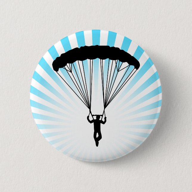 skydiver silhouette 6 cm round badge (Front)