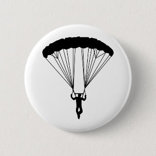 skydiver silhouette 6 cm round badge