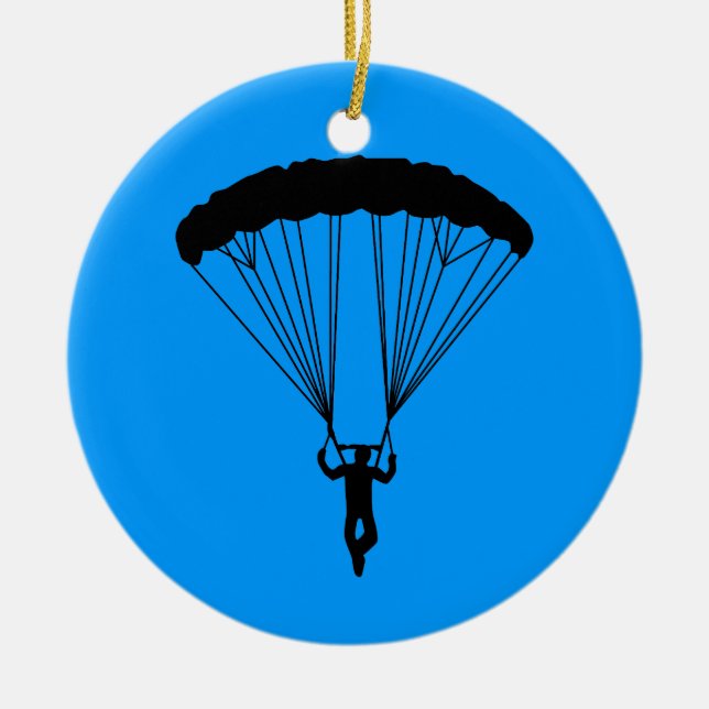 skydiver silhouette ceramic tree decoration (Front)