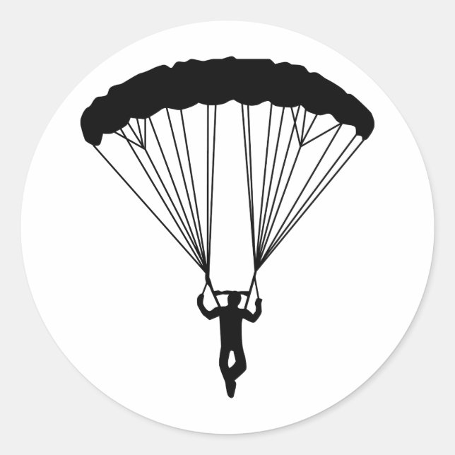 skydiver silhouette classic round sticker (Front)