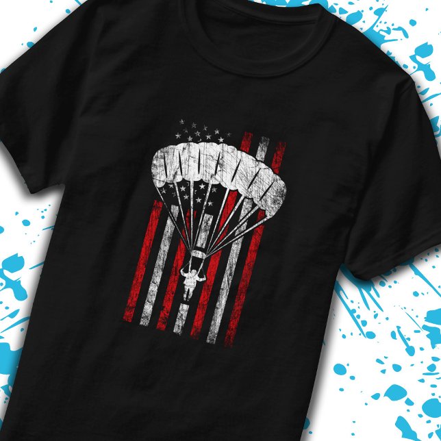 Skydiver Silhouette - Skydiving American Flag - Sk T-Shirt (Creator Uploaded)