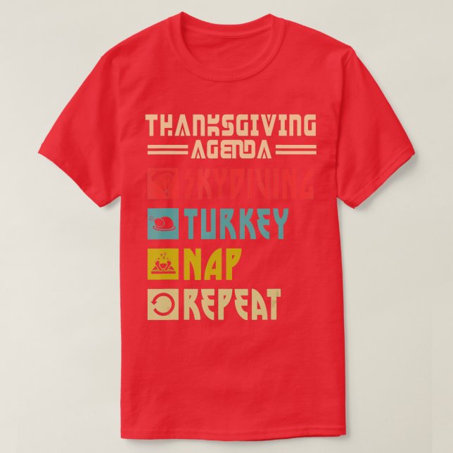 Skydiver Turkey Nap Repeat Funny Skydiving Thanksg T-Shirt (Design Front)