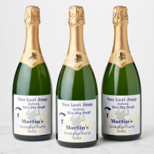 Skydiving Bachelor Party Funny Adventure Theme Sparkling Wine Label